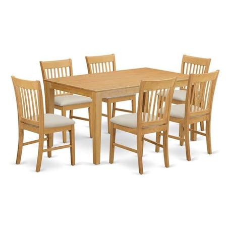 East West Furniture East West Furniture CANO7-OAK-C Small Kitchen Dining Room Table & 6 Chairs; Oak CANO7-OAK-C